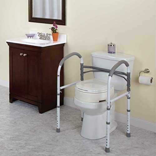 Carex Toilet Safety Rails, Adjustable and Detachable Toilet Safety Frame with Handles for Elderly, Handicap, or Disabled, Heavy-Duty Non-Slip Bathroom Grab Bar, with Padded Handles and Aluminum Frame by Carex - Image 4