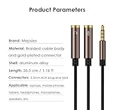 Mepsies Headphone Splitter, 3.5mm Aux Plug to Dual Jack Headphone Mic Adapter, Stereo Audio Microphone Y Splitter Extension Cable for Laptop, Smartphone, Tablet, Headset, Speaker and More - Image 6