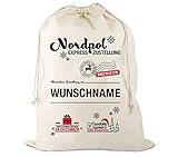 Personalisierbar/Wunschnamen Weihnachtsmannsack XL 75 50cm, Postsack vom Nordpol, Weihnachtsmann Geschenksack, Geschenkbeutel, Gabensack, Nikolaussack, Weihnachten für Kinder, Verpackung Groß