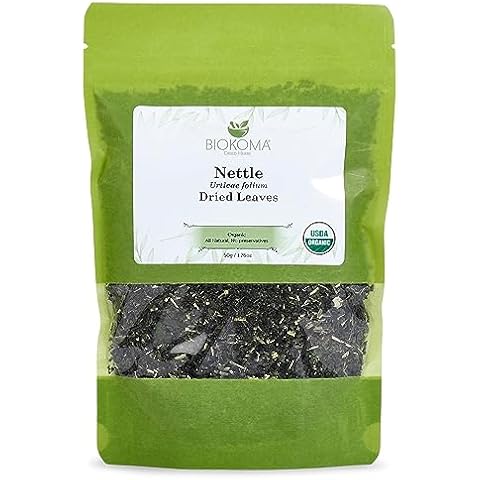 Biokoma Pure and Organic Nettle Dried Leaves 50g (1.76oz) in Resealable Moisture Proof Pouch, USDA Certified Organic - Herbal Tea, No Additives, No Preservatives, No GMO, Kosher Cover