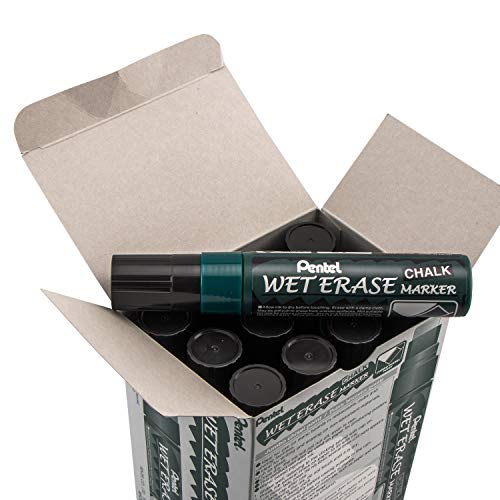 Pentel Arts Wet Erase Chalk Marker, Jumbo Tip, Black Ink, Box of 12 (SMW56-A) by Pentel - Image 2
