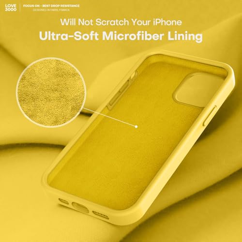 Image of LOVE 3000 Compatible with iPhone 12 Pro Max Phone Case | Thickening Liquid Silicone | Anti-Scratch Microfiber Lining | Full-Body Duty Heavy Protection Case for iPhone 12 Pro Max Women Girls, Yellow