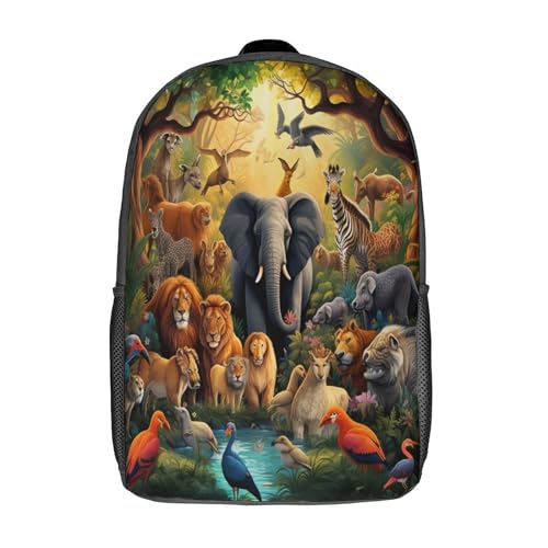 Sac à dos enfant jungle 3D anti-cahiers cornés : grand sac d'école zippé de 43 cm