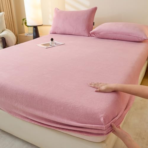 JIANINGHOME Biber Spannbetttuch 150x200,Winter Thermo Fleece Spannbettlaken,in vielen Farben und Größen