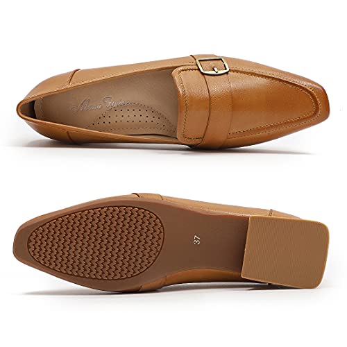Image of Mona flying Women's Leather Square Toe Penny Loafer Slip on Office Flats
