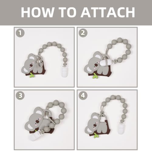 Image of Baby Koala Silicone Teether Toy with Pacifier Clip,BPA Free,0 Months+