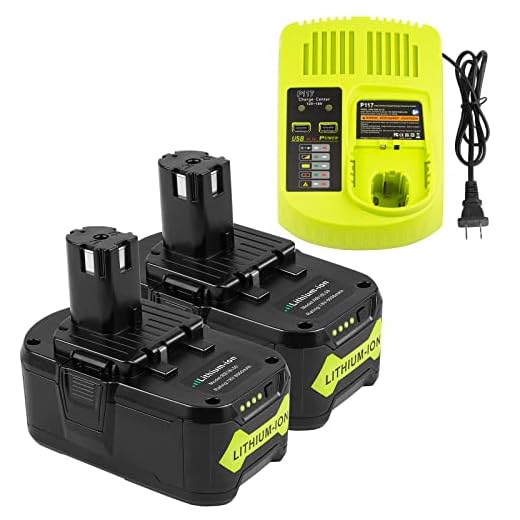 P108 & P117 for Ryobi 18V Battery and Charger Combo, 6.0 AH/ 2-Pack, Replace P102 P103 P105 P107 P108 P109 P189 P191 P197.