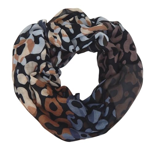 Ella Jonte Damen Loop Schal mit abstraktem Leopardmuster – 100% Viskose – Weich & Hautfreundlich – Modischer Schlauchschal in trendigen Farben Mocha Mouse, Schwarz,...
