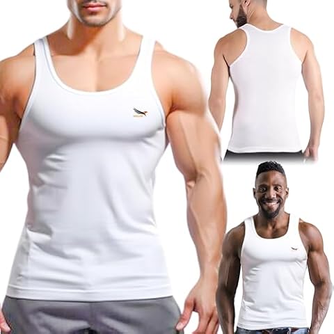 WINGLARE Men's Tall Size 100% Cotton Sleeveless Tank Top Perfect for Casual Wear & Workouts White | 6 Pack (US, Alpha, Large, Regular, Tall, Withe) Cover