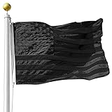 Black American Flag 3x5 - Heavy Duty Black American Flags Outdoors - Black USA Flag 3x5 FT - Embroidered Stars, Sewn Stripes, All Black American Flags (3X5 FT)