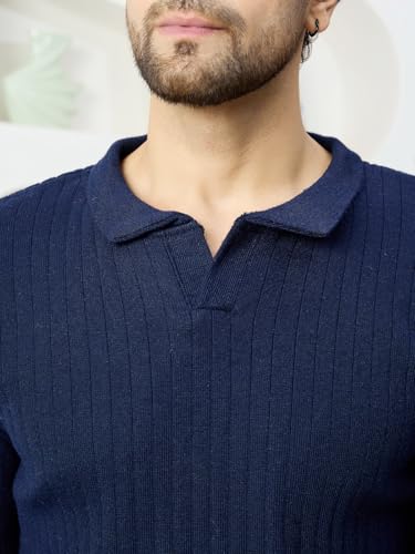 Image of Kvetoo Full Sleeve Winter Wear Woolen Collar Polo Sweater for Men