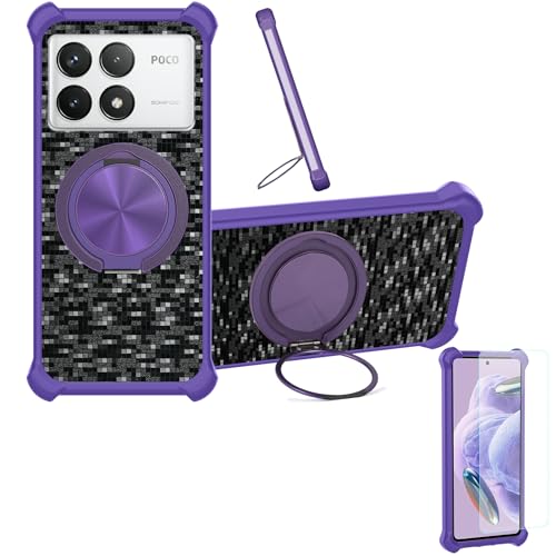 �Ή� Poco F6 Pro �P�[�X Phone Case [1�� 9H+�d�x���� �K���X�t�B����][360°��]���X�^���h�A�}�O�l�b�g��]CX-15-ZI