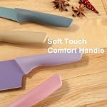 TJ POP Couteau de cuisine coloré Ensemble de 6, Ensemble de couteaux colorés avec revêtement non-brillant, ensemble de couteaux en boîte de chef pour la cuisine, le camping, le voyage, le picnic, BBQ et RV