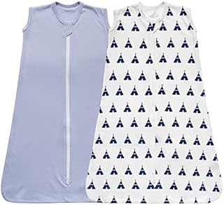 LILBESTIE 2 Pack Baby Sleep Sack, 100% Cotton Sleeveless Wearable Blanket with 2-Way Zipper for Infant Boys Girls Clothes, S(0-6 Months)
