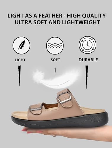 Image of HEALTH FIT Extra Soft Premium Classic Cushion Sliders /with Adjustable Buckle Strap & Light Weight Anti-SkidWaterproof Luxurious Slippers for Men's HF120