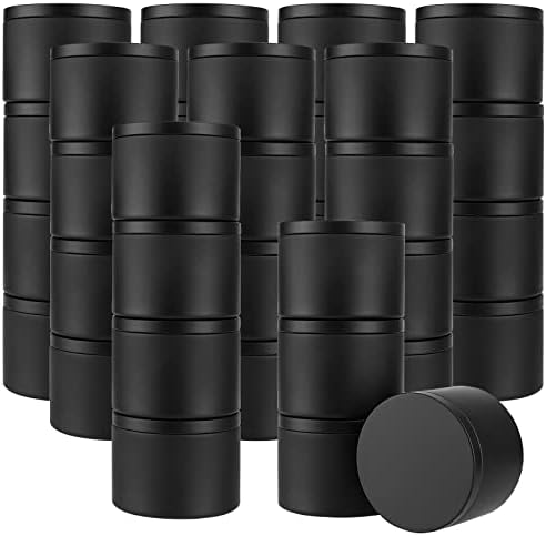 PINGEUI 36 Pack 8 oz Candle Tin Cans, All Black Candle Jars with Slip-On Lids, Metal Round Storage Containers DIY Candle Empty Tins for Candle Making, Arts and Crafts