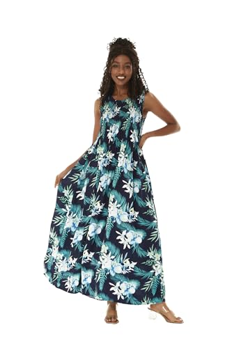 Image of Family Matching Hawaiian Clothes, Orchid Breeze Navy | Lightweight 100% rayon • Family matching outfits • Beach vacations • Luaus • Cruises • Family photos