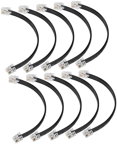 RIIEYOCA 6 Zoll kurzes RJ12 gerades Kabel 6P6C männlich zu männlich flaches Telefonkabel, kompatibel mit Daten und Sprache (Schwarz, 10Pack)