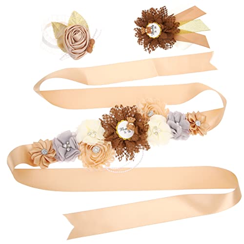 WOFASHPURET Gothic Mommy to Be Sash Pink Flower Belt for Baby Shower Sash Corsage Pin