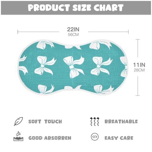 Muslin Burp Cloth for Baby 2PCS Bows Teal Super Absorbent Burping Cloths, Bibs for Newborn Boys Girls4