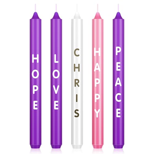 Nuanchu 5 Pieces Christmas Advent Candles with Words Hope Peace