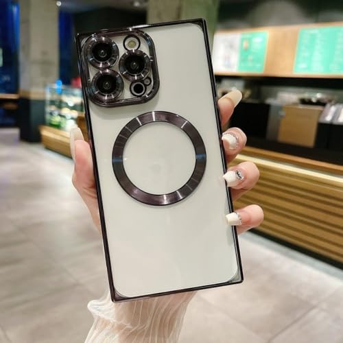 Couverture arrière de luxe iPhone 12 Pro étui placage carré noir