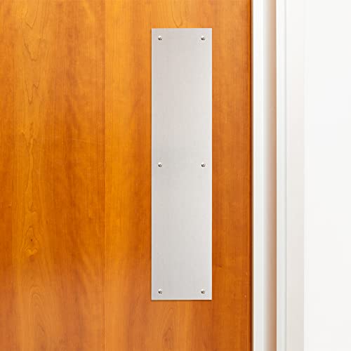BRINKS Commercial - Commercial 15" Push Door Plate, Satin Aluminum Finish - Rust and Corrosion Resistant Door Plate