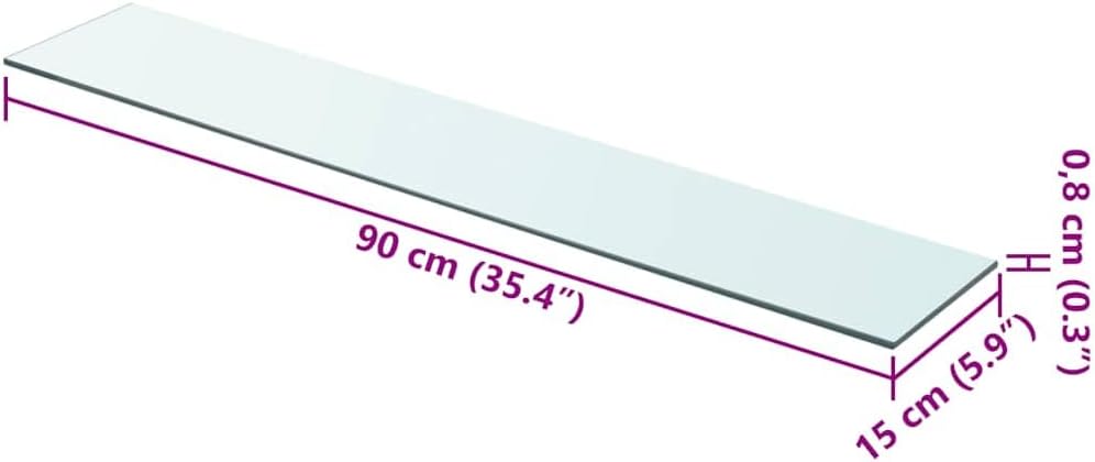 Tempered Glass Shelves 2 pcs Set, 35.4x5.9 Inch Clear Floating Wall Display Shelving for Slatwall Retail Shop and Home Organization