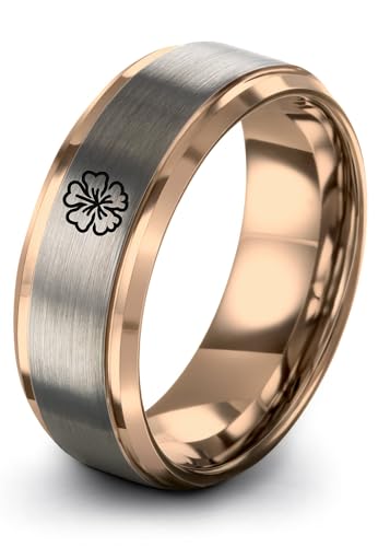 Zealot Jewelry Gift for Tropical Flower Fan Hibiscus Flower Ring Rose Gold Tungsten Engagement for Women Polished Tungsten for Women Christmas for Dad Anniversary Set Thank You Vday Fiance Size 5
