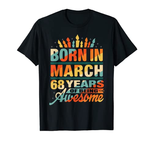 Marzo 1954 68 Años 68 Cumpleaños Regalos Vela Gráfico Camiseta