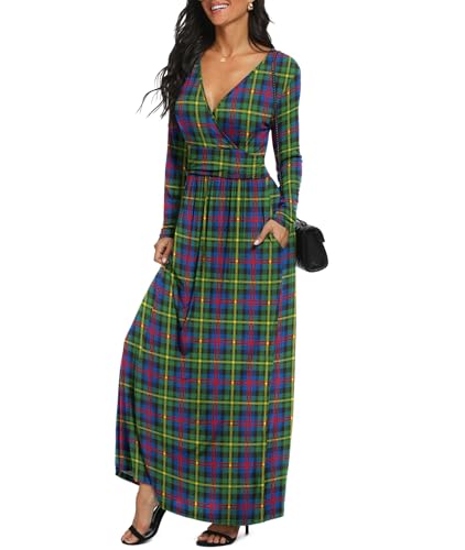 Image of LILBETTER Women Long Sleeve Deep V Neck Loose Plain Long Maxi Casual Dress