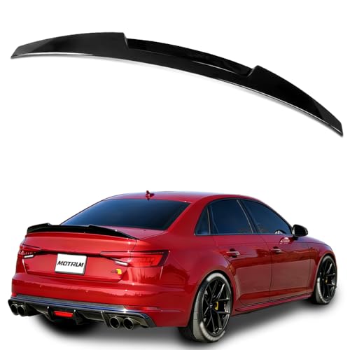 MOTRUM ABS Rear Spoiler Wings Compatible with Au-di A4 S4 B9 2017 2018 2019 2020 2021 2022 2023 2024 2025, [Glossy Black Style] Rear Trunk Spoiler Lip Tail Wing Rear Trunk Lid