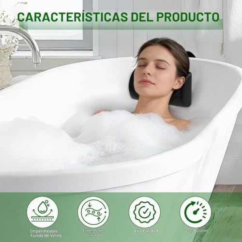 Miniatura 3 de Lalago Reposacabezas Para Hot Tub Semicircular, Almohada Cojín Cervical Para Piscina Resistente Al Agua Redondo, Impermeable Almohada Para Piscina En Negro, Accesorios Para Jacuzzi