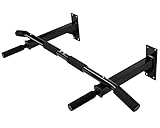 T-LoVendo Barra de Dominadas para Pared. Crossfit. Pull-up bar. Con Tornillos incluidos. Soporta hasta 140kg. Gimnasio en Casa. Ejercicios para biceps, espalda, dorsales, hombros. Negra. Calidad.