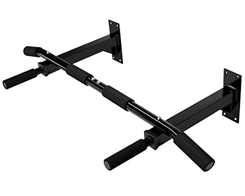 T-LoVendo Barra de Dominadas para Pared. Crossfit. Pull-up bar. Con Tornillos incluidos. Soporta hasta 140kg. Gimnasio en Casa. Ejercicios para biceps, espalda, dorsales, hombros. Negra. Calidad.