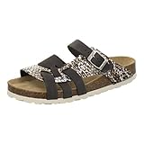  AFS-Schuhe 2122 Damen Pantoletten Sommer aus echtem Leder, hochwertige Sandalen für Frauen, Made in Germany (39 EU, Bronze-Snake/Stone)