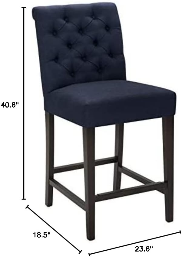 Amazon Brand – Stone & Beam Carson Tufted High-Back Upholstered Counter-Height Kitchen Stool, 41"H, Navy Blue