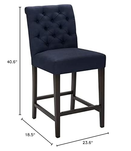 Amazon Brand – Stone & Beam Carson Tufted High-Back Upholstered Counter-Height Kitchen Stool, 41"H, Navy Blue #TOP5
