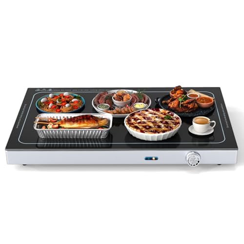 DORTALA Electric Warming Tray, Food Warmer with Adjustable Temperature, Cool-Touch Handles & 22 x