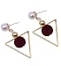 Bijoux Boucles d'oreilles Femmes Toamen Triangle Métallique Creux Géométrique Balle en Peluche Longue Section Perle Accessoires Mode (Rouge)
