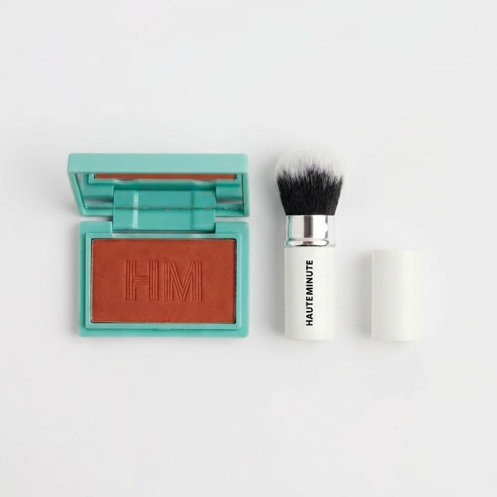 Mini Pressed Powder (Neutral Dark) & Mini Glamstick Retractable Powder Brush - Travel Size