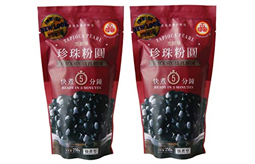 Tapioca Pearl - Black Sugar Flavor (Ready in 5 Minutes) 8.8oz(250g). Pack of 2