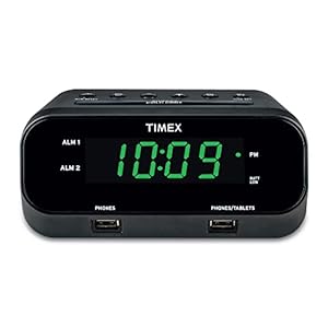Timex Alarm Clock with USB Charging Station, RediSet Digital Clock for Bedroom with Dual Alarms, Programmable Snooze, Nap Timers, 5W and 10W USB Hub for iPhone and Samsung Devices (T129BQ), Black