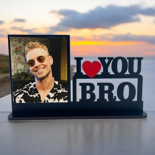 ArtwindGifts Customized Tabletop MDF Photo Frame for Brother Birthday, Rakhi Gift for Brother (I Love You Bro)