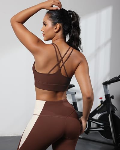 Image of Grace Form Sports Bra for Women Strappy Medium Support Push Up Padded Sports Bra for Running Workout Bra Yoga Bra