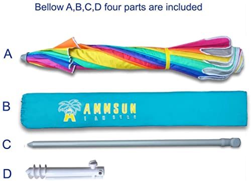 Ammsun 7.5 Foot Heavy Duty High Wind Beach Umbrella With Sand Anchor & Tilt Sun Shelter, Uv 50+ Protection Outdoor Sunshade Umbrella With Carry Bag For Patio Garden Beach Pool Backyard (Rainbow-2Pack) #TOP3