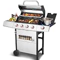 IdeaMaxx 4-in-1 Propane & Charcoal Grill Combo, 4-Burner Gas Griddle with Side Burner, Cast Iron Grates, Outdoor BBQ for Patio & Backyard
