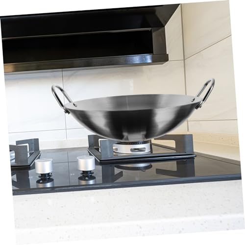 Wok de acero inoxidable con doble asa para cocina y fritura miniatura 3