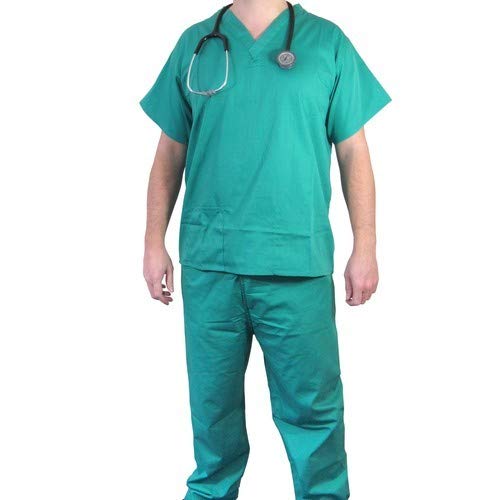 Primestore India Unisex Scrub Suit set V-Neck 3 Pocket Top and Cargo Type Trouser (40 Large, Sea Green)-picture-11