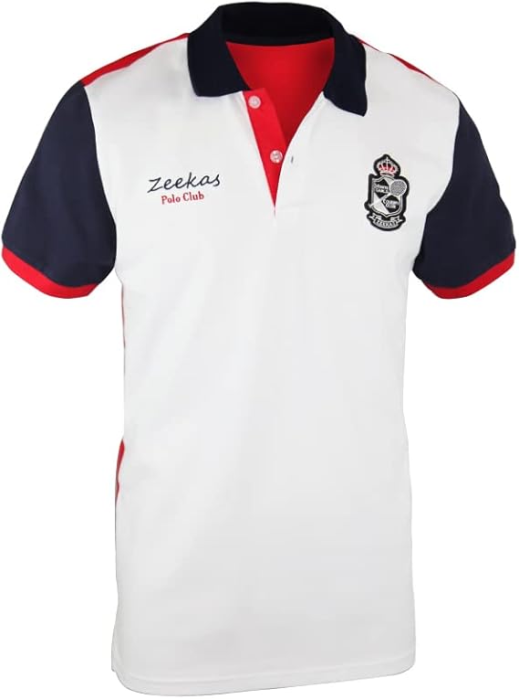 Zeekas Designer White with Navy Blue & Red Classic Fit